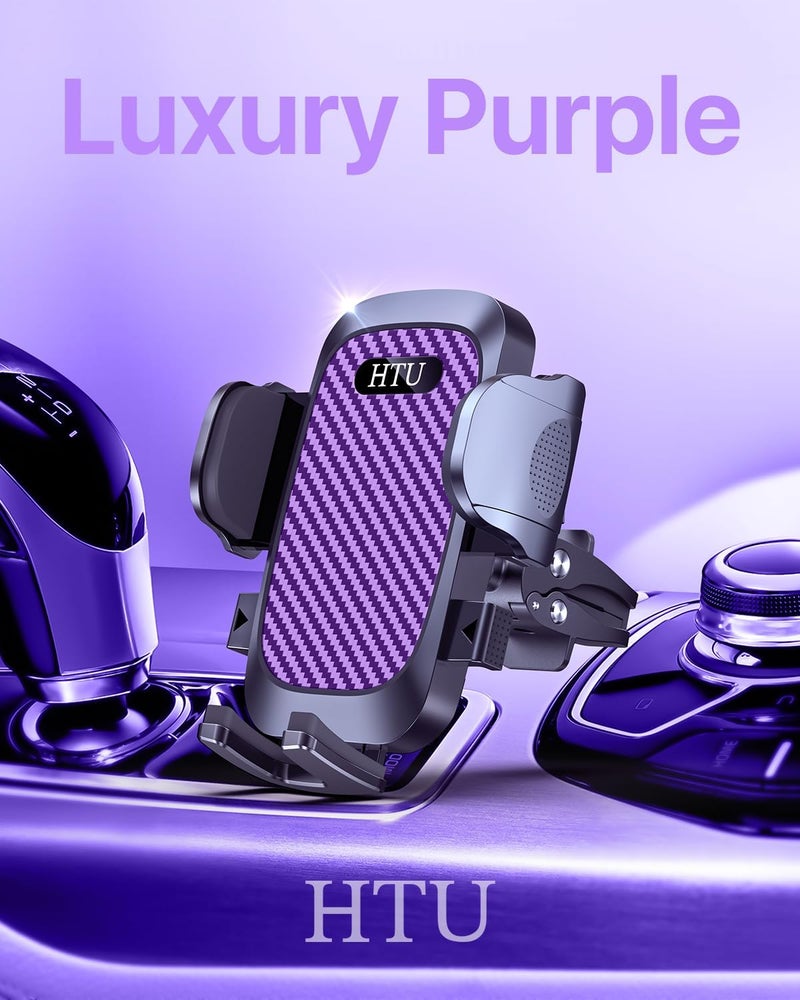 HTU 2026 Ultimate Best【True Military-Grade & Safety Cert】Car Phone Holder【Upgraded 5-in-1 & 100+LBS Strongest Suction】360 Rotation Truck Windshield Dashboard Vent Mount Stand for iPhone Android, Purple - Image 2
